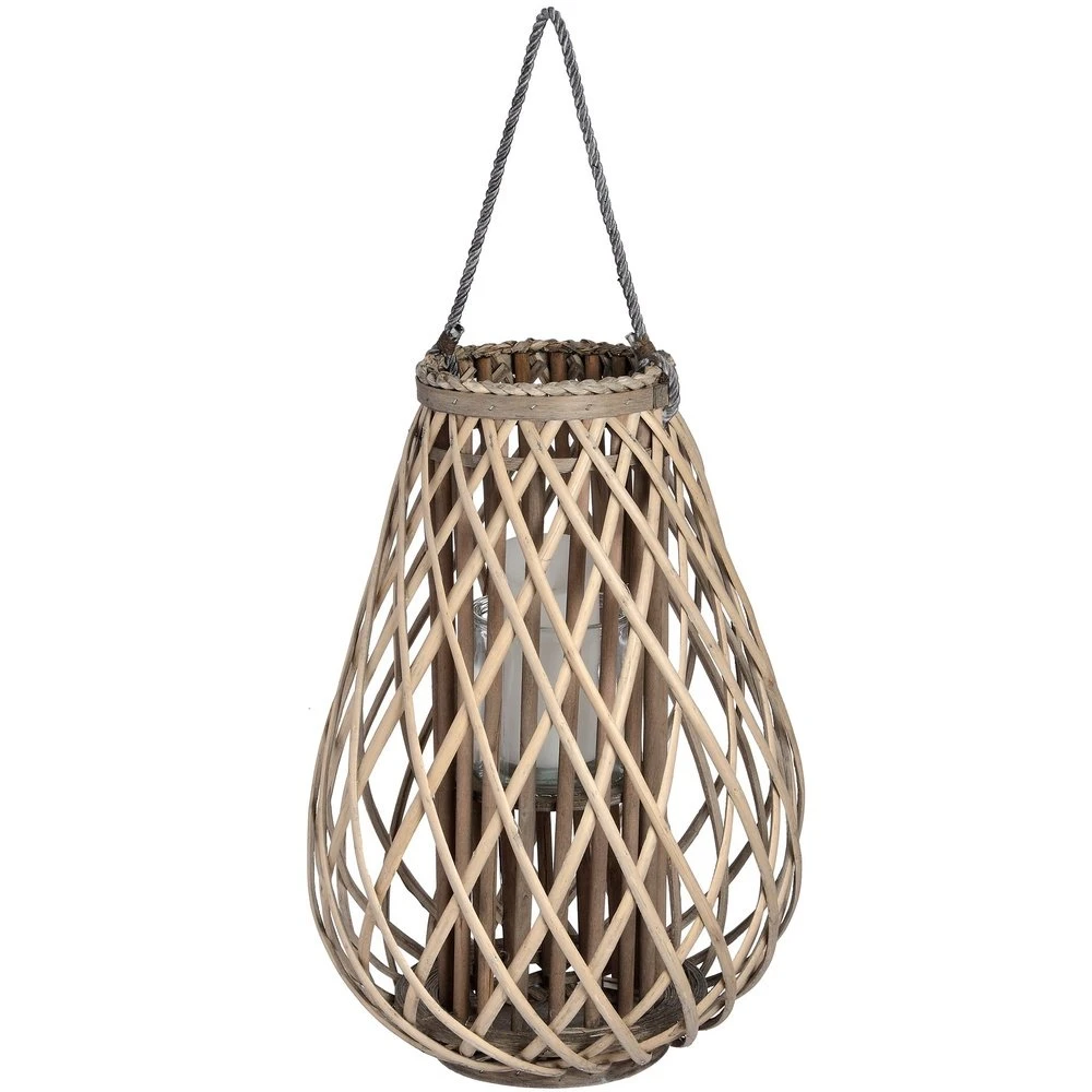 Hill Interiors Wicker Bulbous Lantern 2 Hill Interiors Wicker Bulbous Lantern - Image 2