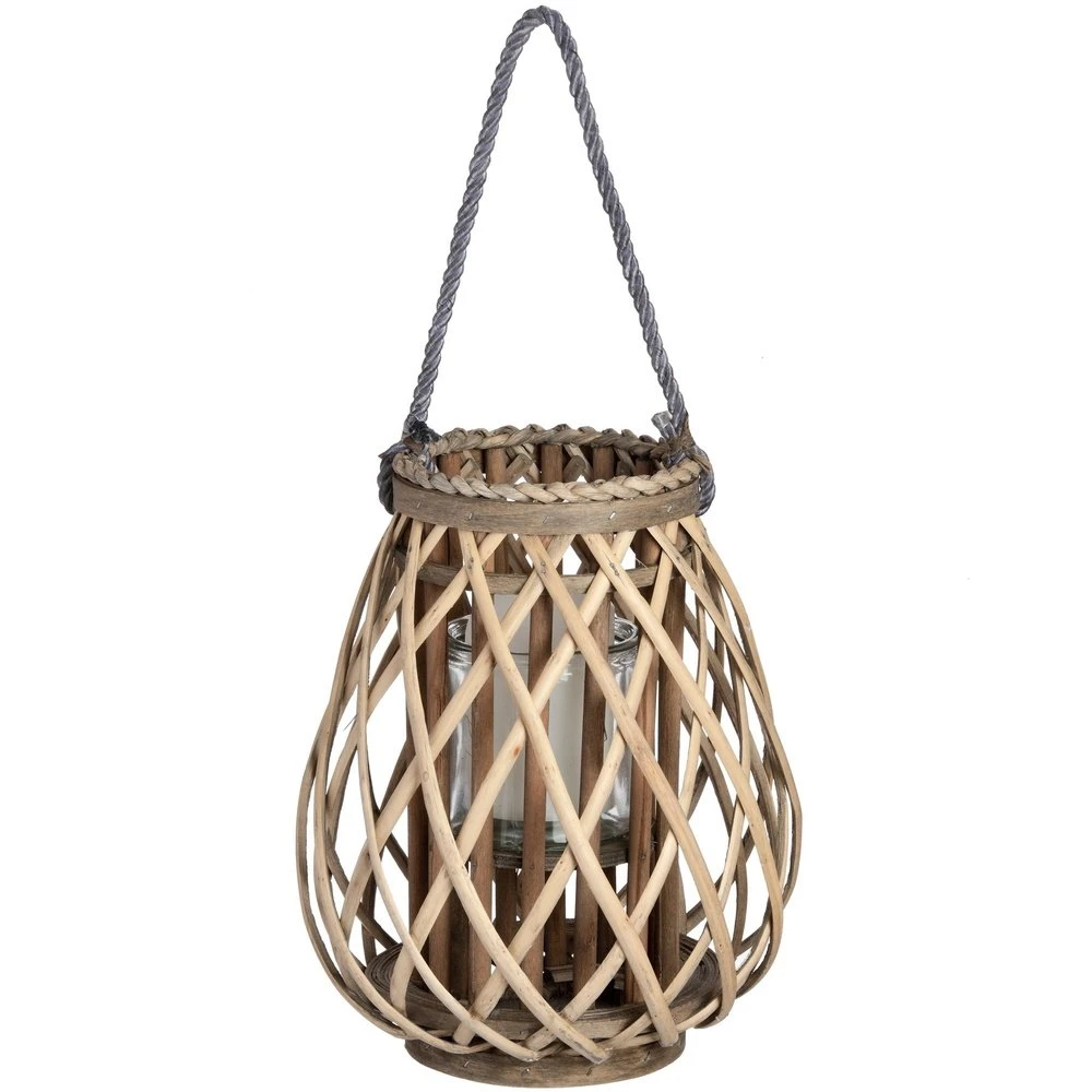 Hill Interiors Wicker Bulbous Lantern 1 Hill Interiors Wicker Bulbous Lantern