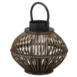 Hill Interiors Bamboo Style Lantern In Brown