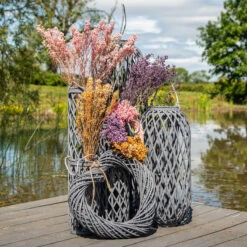 Hill Interiors Standing Wicker Lantern In Grey 16 Hill Interiors Standing Wicker Lantern In Grey -Best Home Decor Store 21412 b