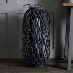 Hill Interiors Standing Wicker Lantern In Grey 12 Hill Interiors Standing Wicker Lantern In Grey -Best Home Decor Store 21413 b