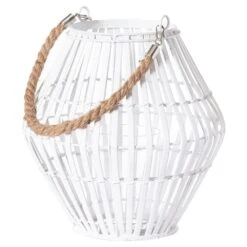 Hill Interiors Rattan Convex Lantern In White