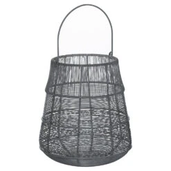 Hill Interiors Wire Glowray Conical Lantern In Silver And Grey
