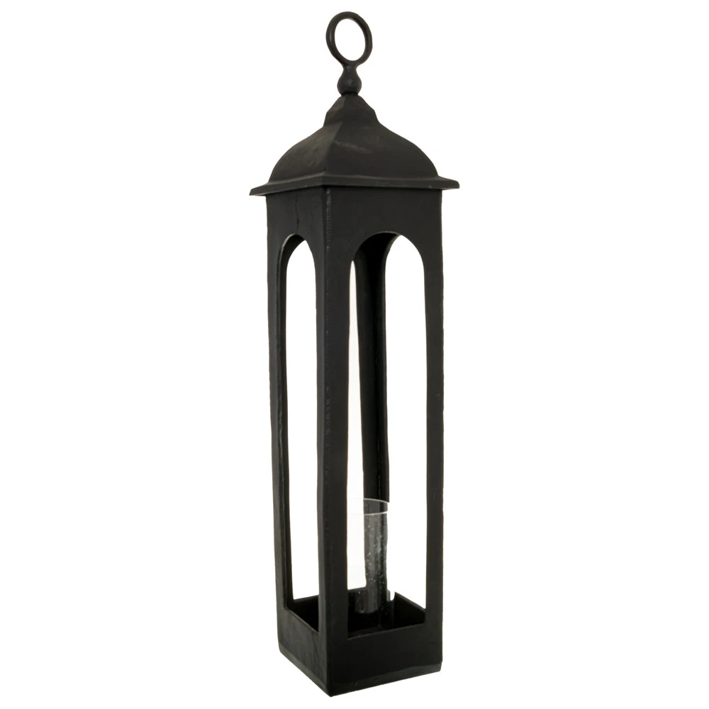 Hill Interiors Farrah Collection Cast Tall Loop Top Lantern In Black 2 Hill Interiors Farrah Collection Cast Tall Loop Top Lantern In Black - Image 2