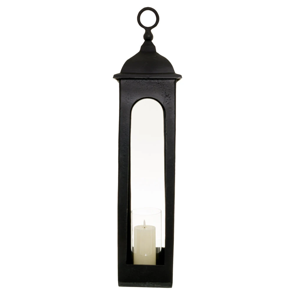 Hill Interiors Farrah Collection Cast Tall Loop Top Lantern In Black 3 Hill Interiors Farrah Collection Cast Tall Loop Top Lantern In Black - Image 3