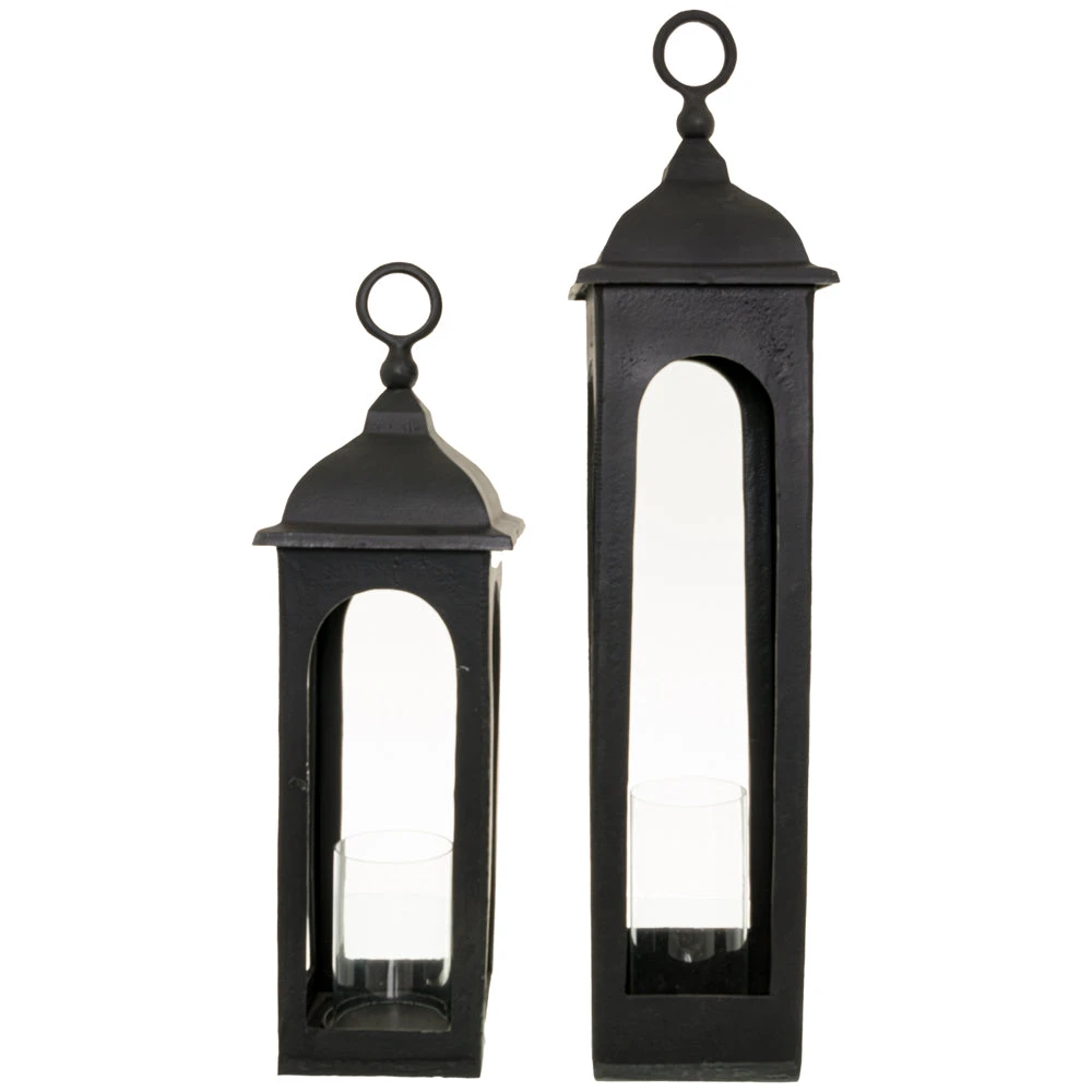 Hill Interiors Farrah Collection Cast Tall Loop Top Lantern In Black 4 Hill Interiors Farrah Collection Cast Tall Loop Top Lantern In Black - Image 4