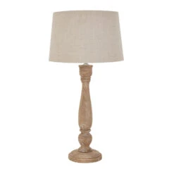 Hill Interiors Delaney Natural Wash Candlestick Lamp With Linen Shade