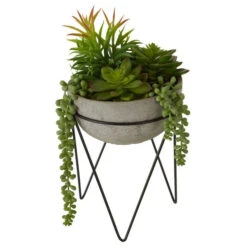 Premier® Olivia's Freda Planter Succulent Mixed With Metal Stand