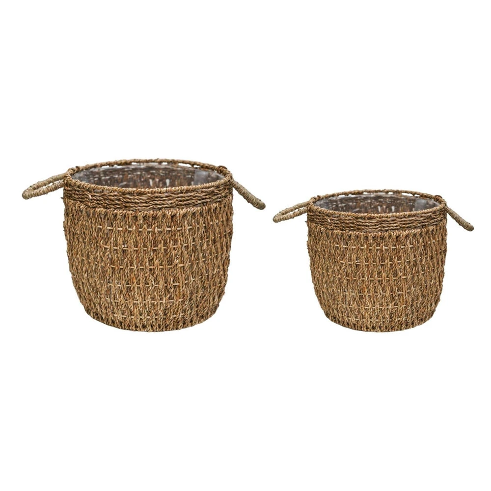 Ivyline Set Of 2 Seagrass Lined Basket Natural 1 Ivyline Set Of 2 Seagrass Lined Basket Natural