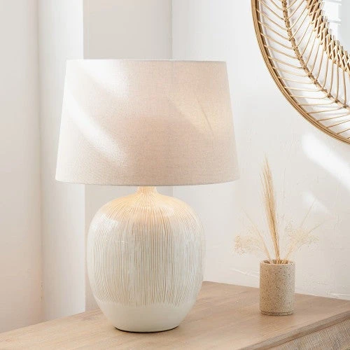 Olivia's Tanya Textured Ceramic Table Lamp In Natural And Cream 2 Olivia's Tanya Textured Ceramic Table Lamp In Natural And Cream - Image 2