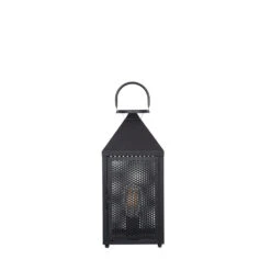 Olivia's Angelina Metal Punched Lantern Table Lamp In Matt Black