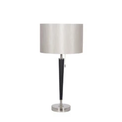 Olivia's Melanie Metal Table Lamp In Brushed Silver And Matt Black