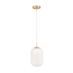 Olivia's Kara Ribbed Glass Pendant In White & Gold | Outlet