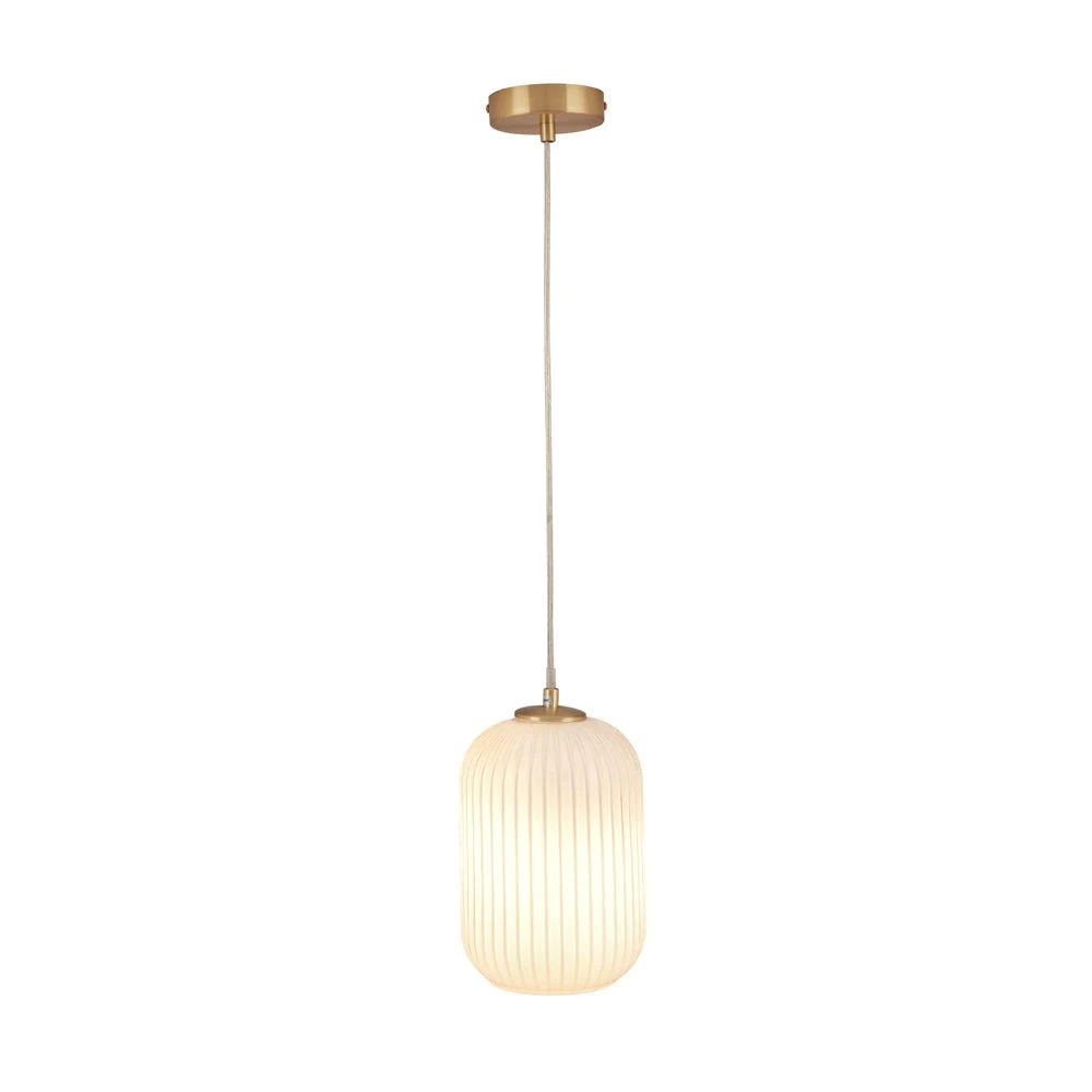 Olivia's Kara Ribbed Glass Pendant In White & Gold | Outlet 2 Olivia's Kara Ribbed Glass Pendant In White & Gold | Outlet - Image 2
