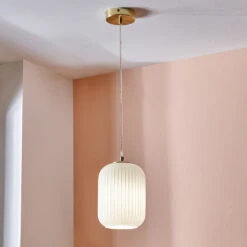 Olivia's Kara Ribbed Glass Pendant In White & Gold | Outlet 11 Olivia's Kara Ribbed Glass Pendant In White & Gold | Outlet -Best Home Decor Store 35 337 zz 005 84f4a585 1e74 4794 bbc4 e873a2b7b0b0