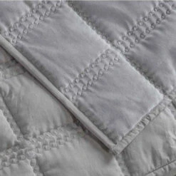 Gallery Interiors Cotton Quilted Blanket Bedspread In Grey -Best Home Decor Store 5059413137747 2