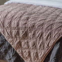 Gallery Interiors Quilted Diamond Blanket Bedspread In Blush -Best Home Decor Store 5059413137785 3