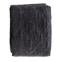 Gallery Interiors Quilted Diamond Blanket Bedspread In Charcoal