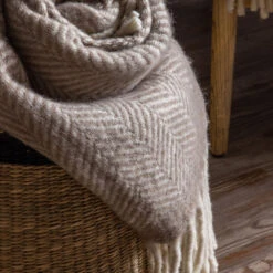 Gallery Interiors Wool Throw In Taupe -Best Home Decor Store 5059413671937 02