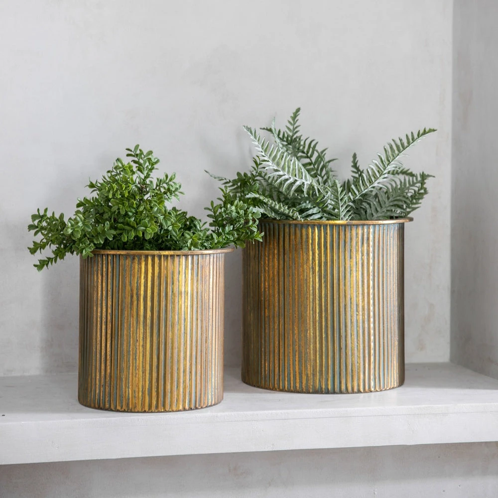 Gallery Interiors Set Of 3 Everill Planter Verdigris/Bronze | Outlet 2 Gallery Interiors Set Of 3 Everill Planter Verdigris/Bronze | Outlet - Image 2