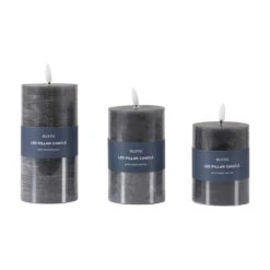 Gallery Interiors Set Of 3 LED Candle Rustic Slate