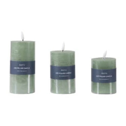 Gallery Interiors Set Of 3 LED Candle Rustic Sage