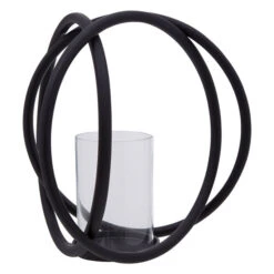 Premier® Olivia's Abi Matt Black Medium Candle Holder -Best Home Decor Store 5505897 03