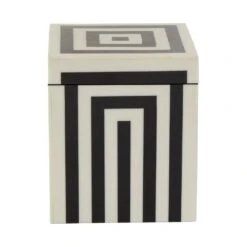 Premier® Olivia's Donall Small Square Striped Trinket Box In Black & White -Best Home Decor Store 5550105 0200