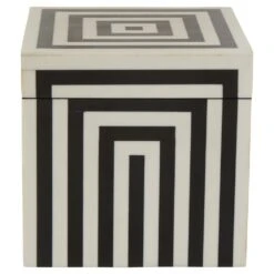 Premier® Olivia's Donall Medium Square Striped Trinket Box In Black & White -Best Home Decor Store 5550106 0200