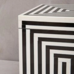 Premier® Olivia's Donall Large Square Striped Trinket Box In Black & White -Best Home Decor Store 5550107 liv 03