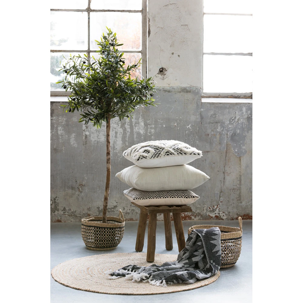 Light & Living Damili Rhombus Print Square Cushion Black White 6 Light & Living Damili Rhombus Print Square Cushion Black White - Image 6