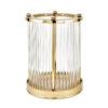 Olivia's Lilia Large Gold Metal And Clear Textured Glass Hurricane