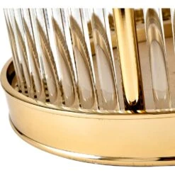 Olivia's Lilia Large Gold Metal And Clear Textured Glass Hurricane -Best Home Decor Store 70 630 GO L zz 003