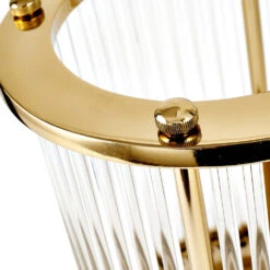 Olivia's Lilia Large Gold Metal And Clear Textured Glass Hurricane -Best Home Decor Store 70 630 GO L zz 004