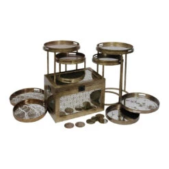 Libra Interiors Set Of 2 Vienna Blossom Trays Antique Gold -Best Home Decor Store 701109 a 3d99a964 f835 479e a365 921e9a093f70