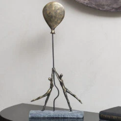Libra Interiors Antique Balloon Couple Sculpture In Bronze -Best Home Decor Store 701682 2