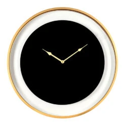 Libra Urban Botanic Collection - Telford Black Round Wall Clock With Matt Gold Detail | Outlet