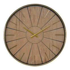Libra Interiors Riley 60 Cm Gold And Wood Effect Wall Clock