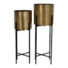 Libra Interiors Set Of 2 Clyde Floor Standing Planters Brass