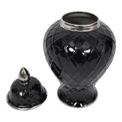 Libra Interiors Mayfair Black And Silver Ceramic Ginger Jar -Best Home Decor Store 704315 02