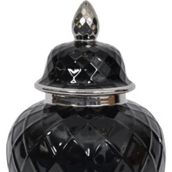 Libra Interiors Mayfair Black And Silver Ceramic Ginger Jar -Best Home Decor Store 704315 03