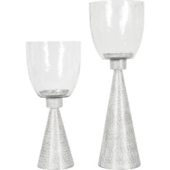 Libra Interiors Sandbanks Iron And Hammered Glass Table Hurricane | Outlet -Best Home Decor Store 704801 201