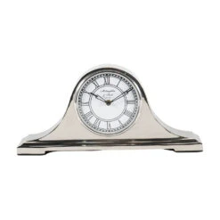 Libra Interiors Retro Carriage Mantel Clock In Nickel Finish