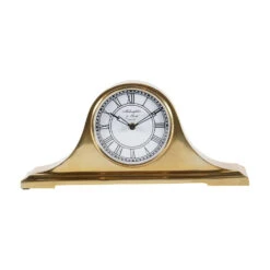 Libra Interiors Retro Carriage Mantel Clock In Brass Finish