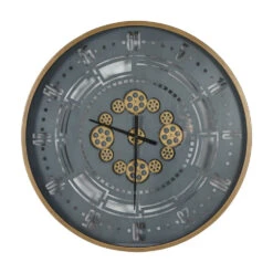 Libra Interiors Manchester Industrial Round Wall Clock In Gold And Grey
