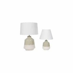 Libra Interiors Canterbury Soft Green Dipped Glaze Table Lamp With Ivory Coolie Shade -Best Home Decor Store 704858 499
