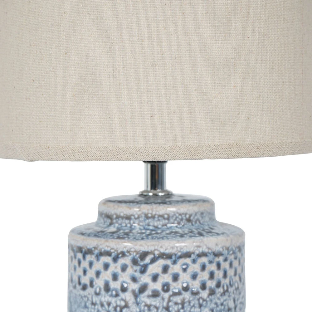 Libra Interiors Stormy Sky Glaze Table Lamp With Cream Drum Shade 2 Libra Interiors Stormy Sky Glaze Table Lamp With Cream Drum Shade - Image 2