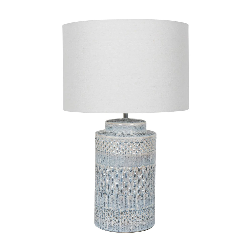 Libra Interiors Stormy Sky Glaze Table Lamp With Cream Drum Shade 5 Libra Interiors Stormy Sky Glaze Table Lamp With Cream Drum Shade - Image 5