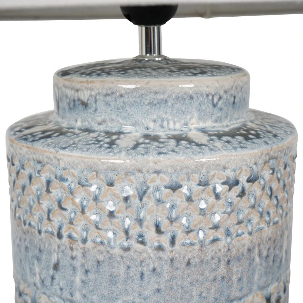 Libra Interiors Stormy Sky Glaze Table Lamp With Cream Drum Shade 6 Libra Interiors Stormy Sky Glaze Table Lamp With Cream Drum Shade - Image 6