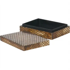 Libra Interiors Bone Carved Natural Finish Small Box